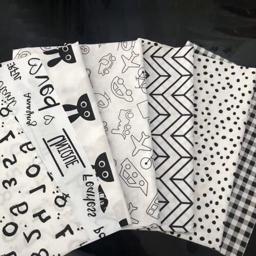 7 Pieces/Set Sewing Supplies Multi Purpose Nordic Black White Patchwork Cloth Print DIY Handmade Accessories Cotton Household