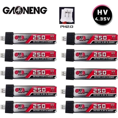 1-10PCS GNB 1S HV Lipo Battery 4.35V 250mAh 3.8V 30C/60C PH2.0 for QX65 Blade Nano QX CPX MSR Inductrix FPV Tiny7 Beta65S Drone