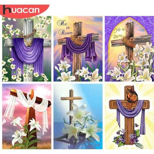 HUACAN 5D DIY Diamond Painting New Religion Christian Diamond Embroidery Sale Flower Rhinestones Mosaic Wall Art