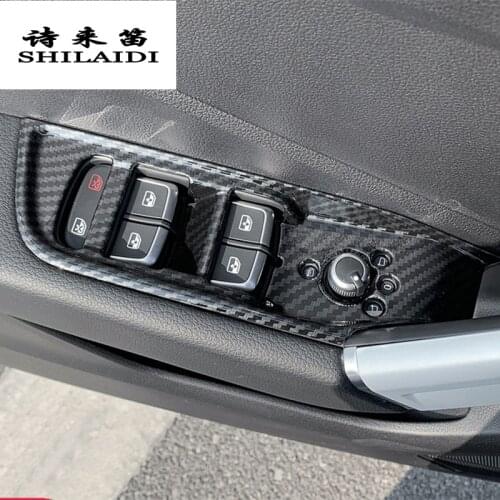 Car Styling Carbon fiber Door Armrest panel cover Sticker for Audi Q2 Q2L Window Glass Lifting Buttons Auto Interior Accessories