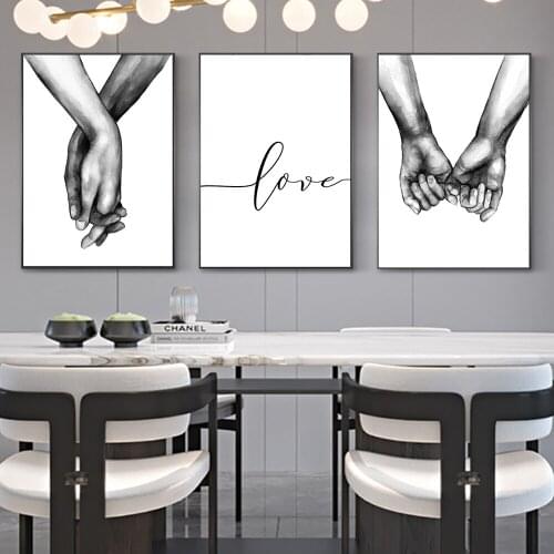 White Nordic Back Style Sweet Love Wall Art Canvas Poster Minimalist Print LOVE Quotes Painting Picture for Living Room Deco