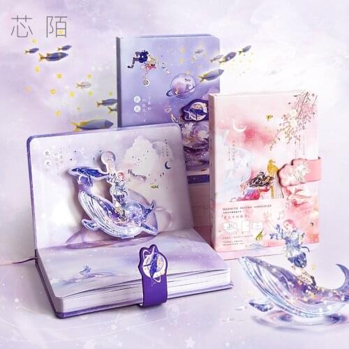 Song Of The Deep Sea 3D Illustration Notebook Magnetic Buckle Color Page Ironing Simplicity Hand Account Literary Artistic Book