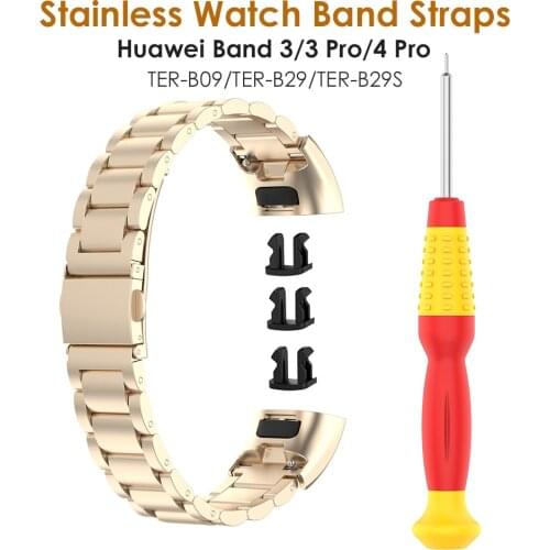 2020 New Bracelet for Huawei Band 4 Pro Strap Stainless Watchbands for Huawei Band 3 Straps Stainless Metal Adjustable Champagne