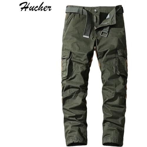 Huncher Mens Multi Pockets Cargo Pants Men 2021 Spring Jogging Tactical Pants Male Trousers Military Slim Fit Green Joggers Men
