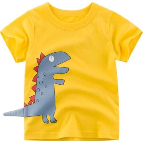 Kids T Shirt Summer Casual Cartoon Dinosaur Print Short Sleeve Top Tees Baby Cotton Tshirt Clothes For 1-6T Boys Girls