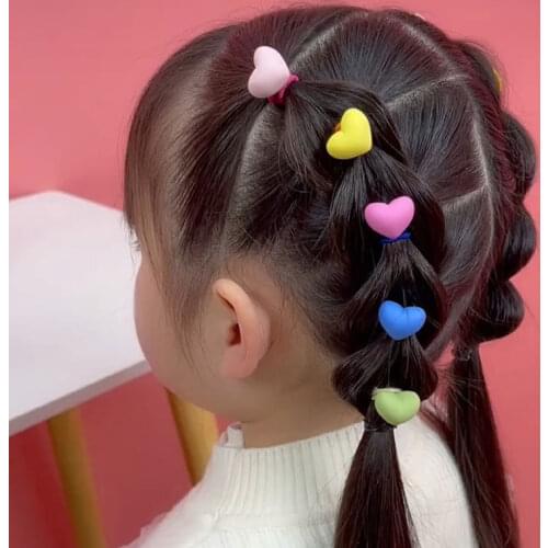 10 pcs Childrens Headband Headwear Heart Hair Korean Version Cartoon Girl Rubber Band Sweet Cute Hair Tie Hair Accessories