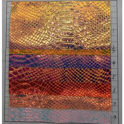 Holographic serpentine PU leather fabric change color leather faux laser fabric fabric
