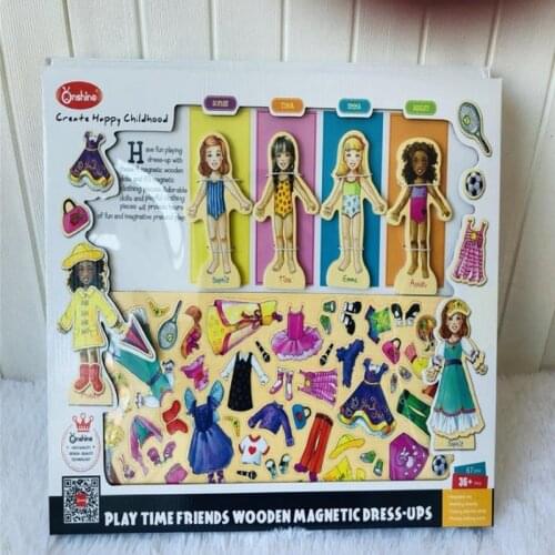 Cute girl Puzzle Toy Wooden Dress-Up Puzzle with Storage Case 63 Pieces Match Kids Dress Changing Educational Montessori Toys