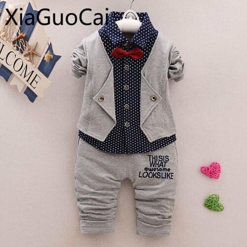 Kids Clothes Boys Sets 2018 Autumn and Winter Two-piece Boutique Kids Clothing Fashion Casual Long-sleeved Vest Boys Outfits