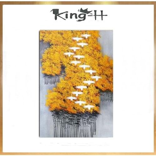 Large-scale hand-painted bird manuscript quality knife landscape oil painting canvas wall art for the living room decorativ