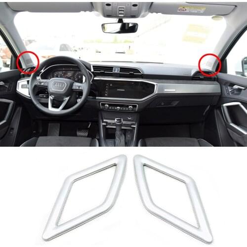 For Audi Q3 2019 2020 ABS Matte Silver Car Accessories Front A Pillar Audio Speaker Trim Car Inner Audio Ring Cover Frame Panel