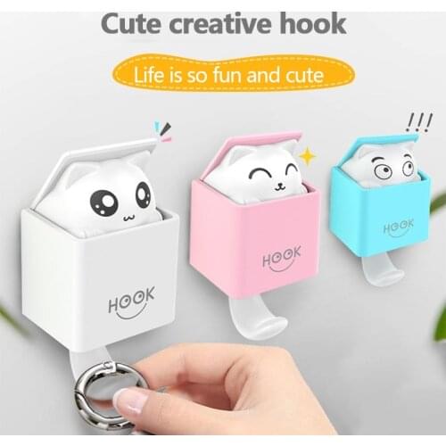 Cute Hidden Cat Wall Shelf Hanging Hook for Clothes Key Holders Animals Hanger Rack Home Decoration Hooks