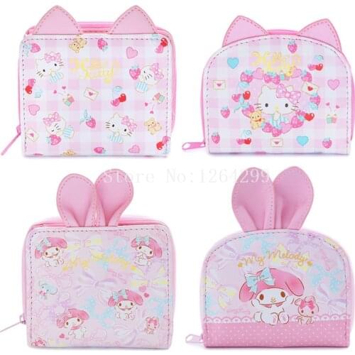 Cute Kawaii Mini Small Wallet Women Bunny Cat Ears Pink Purse Ladies Cartoon Anime Leather Wallets Card Holder Money Bag Purses