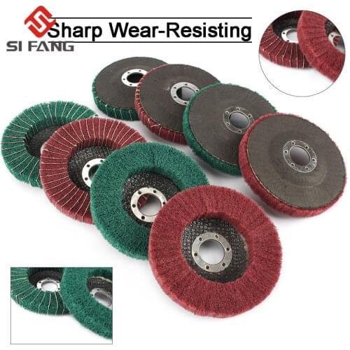 4.5" Nylon Fiber Flap Polishing Wheel Disc Set 120/180/240/320 Grit For Angle Grinder