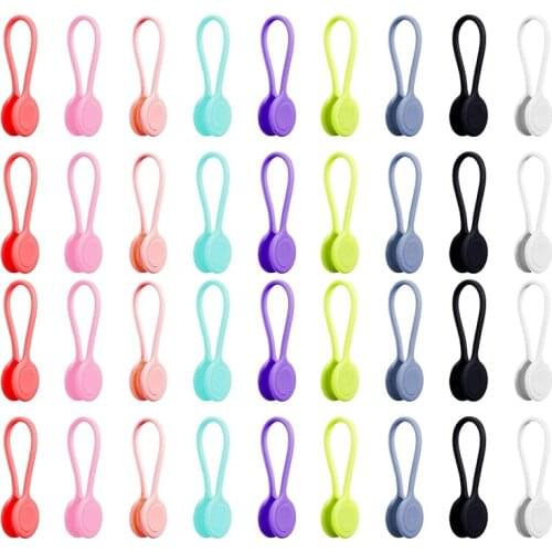 36Pcs Silicone Cable Magnet Cord Clips Set Magnetic Twist Ties Management Earphone Organizers Magnetic Cable Clips