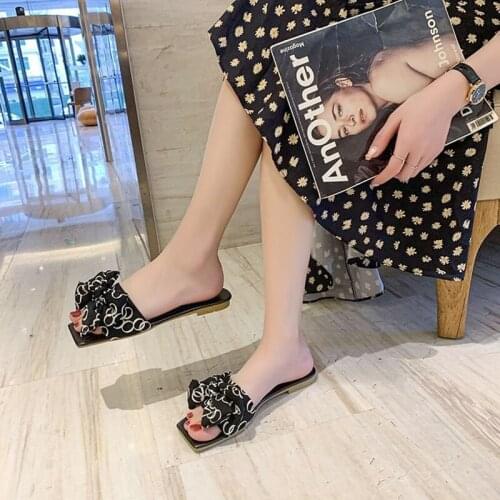 2021 New Summer Fashion Sandals Shoes Women Bow Summer Sandals Slipper Indoor Outdoor Flip-flops Beach Shoes Female Slippers