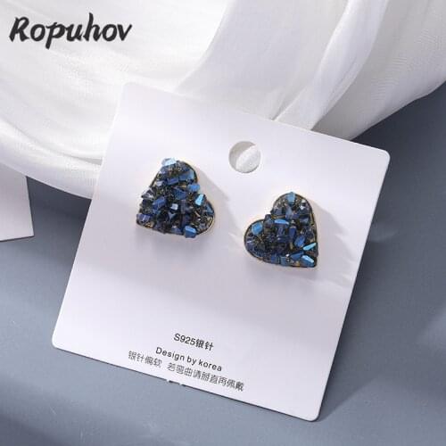 Ropuhov 2021 New 925 Silver Jewelry Korean Fashion Woman Lady Gift Retro Love Heart Shape Earrings Wholesale