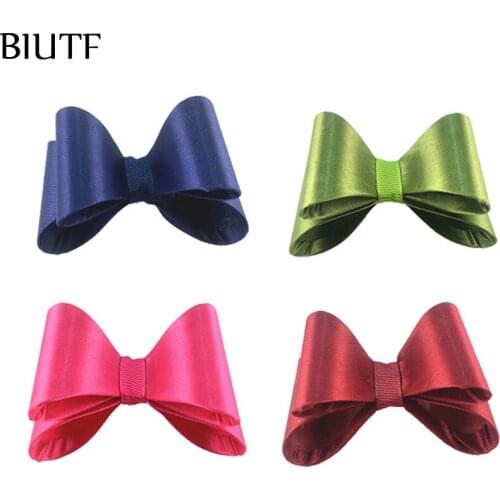 New arrival 3.2'' Solid bowknot without clip shiny Super Hard PVC Satin Bow For girls Hair Accessories 80pcs/lot HDJ33