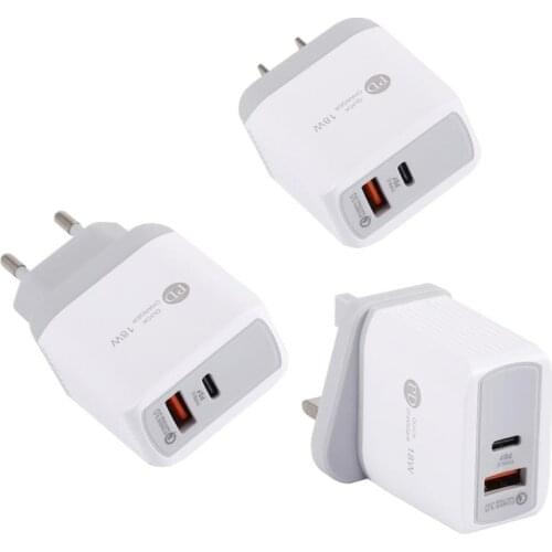 New PD 18W Type-C Micro USB Charger Plug Fully Compatible QC3.0 Fast Charging Smart Phones Charger for IOS Android Xiaomi iPhone