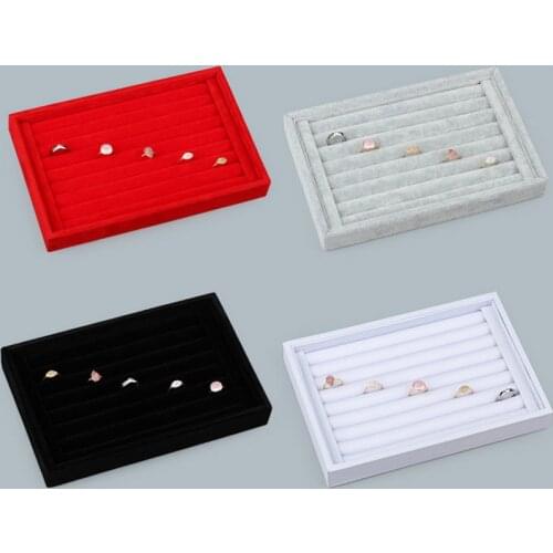 Wholesale Flat and Rings Holder Tray Jewelry Display Jewellery Organizer Women Earrings Gift Box Various Material Color Options
