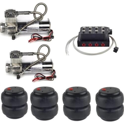 Air Ride suspension DC 12V 480c Air Suspension Compressor Port 1/2"npt 2600Ib Air Spring Bags with air ride manifold valve