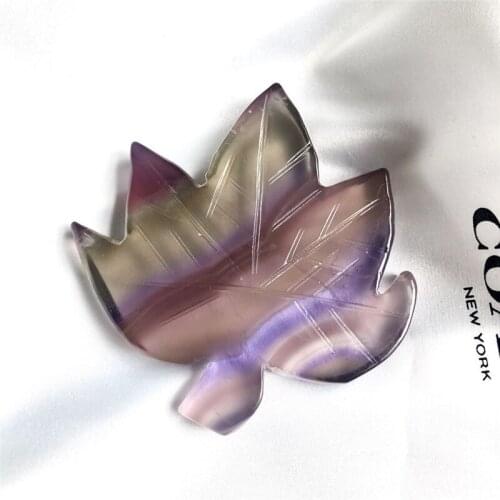 New Natural Colorful Fluorite Stone Carved Chinese Mascot Leaf Shape Lucky Pendant for Necklace Fashion Jewlery