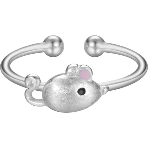 Simple Cute Mouse Rings For Girls Women Silver Plated Ajustable Animal Jewelry Cartoon Friendship Birthday Ring Gift Chereda