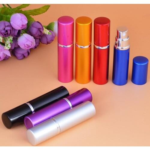 Empty 5ml Anodized Aluminum Glass Compact Perfume Bottle Atomiser Mini Spray Fragrance Scent-bottle LX1318