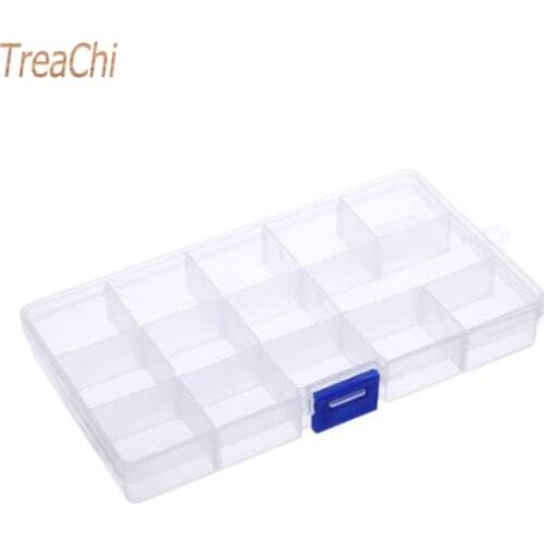 Adjustable 15 Grid Jewelry Storage Case Transparent Drug Pill Ring Earring Beads Coin Organizer Box Plastic Travel Container