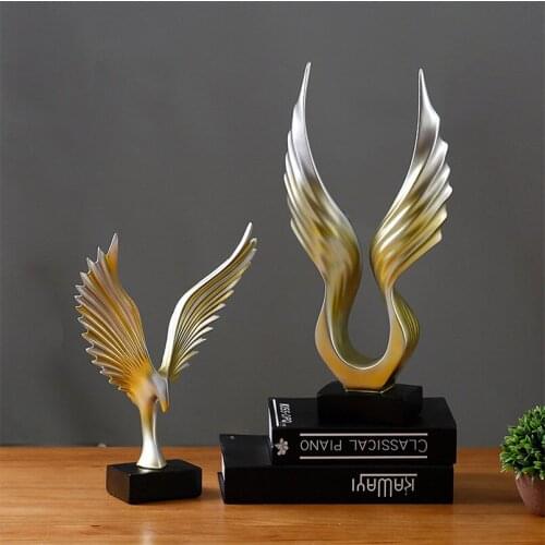 Nordic Modern Abstrac Simple Resin Angel Wings Sculpture Decoration Home Decor Wings Figurine Artware Tv Wine Cabinet Decoration