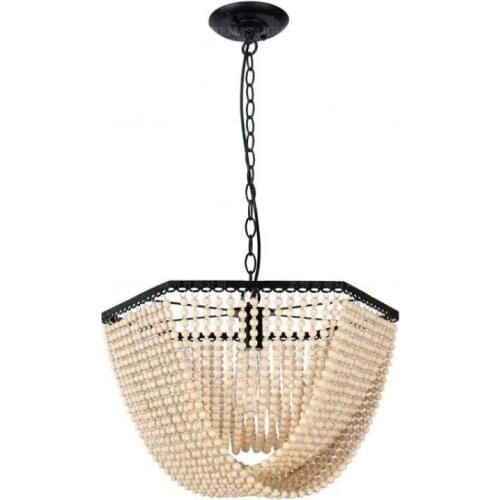 Modern loft wooden chandelier light nordic home decoration black kitchen lights bedroom suspension wood hanging light fittings