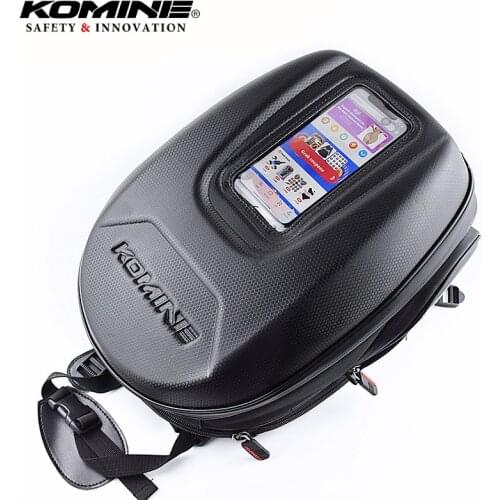 Komine SA225 Motorcycle Tank Bag Carbon Fiber Motorbike Oil Fuel Magnetic Tank Bag Mobie Phone Navigation Oil Bag with Raincover