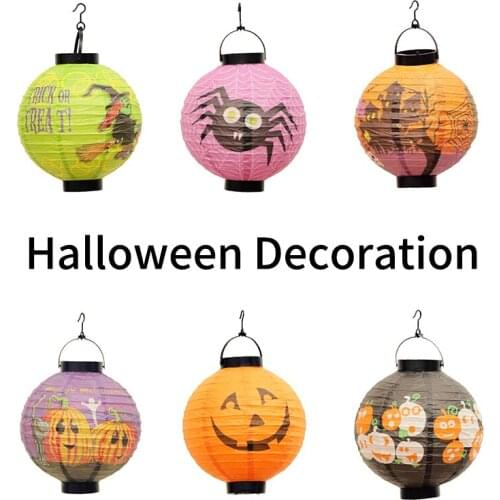 Halloween Glow Lantern Halloween shop decoration party decoration props Childrens hand-held light-emitting paper lanterns