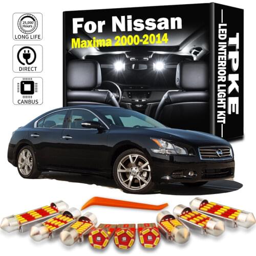 For 2000-2014 Nissan maxima White Car Accessories Canbus Error Free LED Interior Light Reading Light Kit Map Dome License Lamp