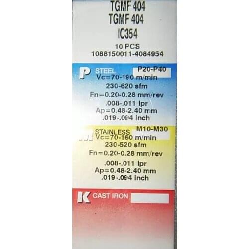 10 PCS CARBIDE INSERT TGMF 404 IC354