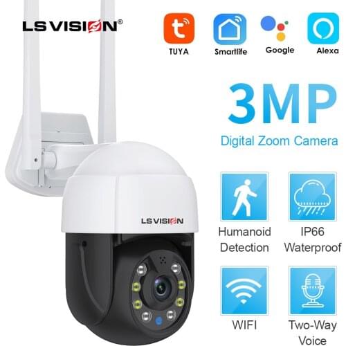 Tuya Smart Camera Outdoor 3MP IP Camera Wifi AI Auto Human Detection CCTV Security Surveillance Camera Support Alexa Google Home