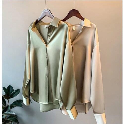 2021 Hot Lady Korean Large Big Plus Size Fat Women Clothes Long Sleeve Loose Tops Silk Thin Section Shirt For Women Fashion