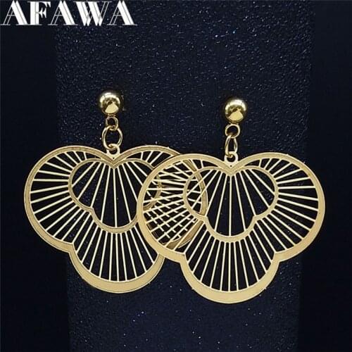 2021 Boho Stainless Steel Flower Big Stud Earrings for Women Gold Color Earrings Women Jewelry boucles d oreille femme E1682S01