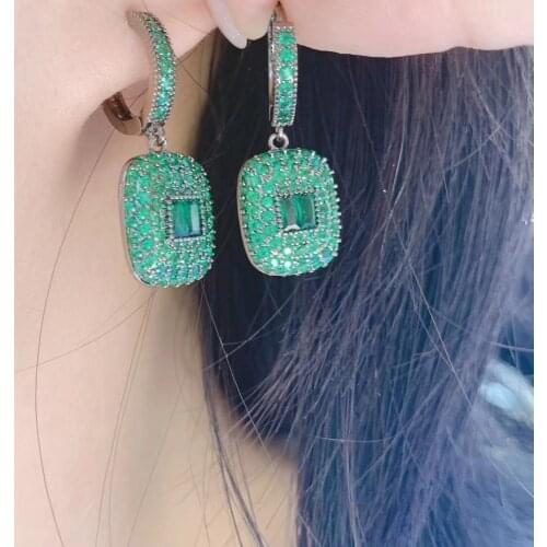 Bilincolor vintage green cubic zirconia wedding earring for women