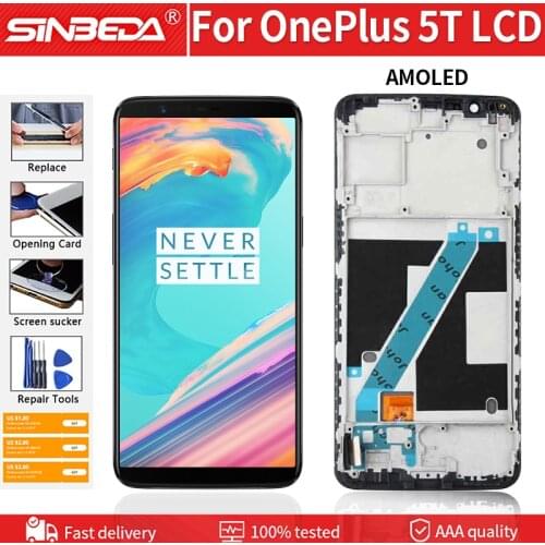 6.01" Original AMOLED For Oneplus 5T 1+5T A5010 LCD Display Touch Screen With Frame Replacement Display For OnePlus 5T 1+5T LCD