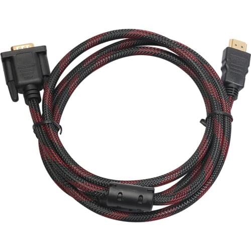 1.5M HDMI Male to Male 15 Pin VGA Cable HDMI to VGA Connector Adapter Converter Nylon Braided Cable for HDTV Computer