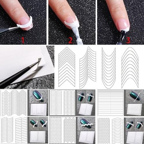 1Pack Nails Sticker Stencil Tips Guide French Swirls Manicure Nail Art Decals Form Fringe DIY Stencil 3D Styling Beauty Tools