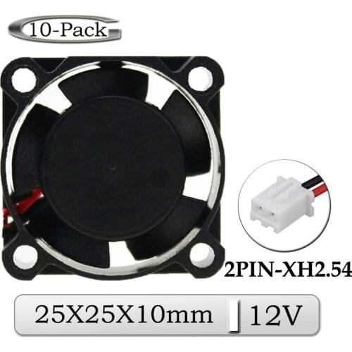 10Pcs/Lot Gdstime DC 12V 25x25x10mm 25mm Mini Brushless Cooler Audio Cooling Fan 25mmx10mm 2cm Miniature Exhaust Radiator Fan