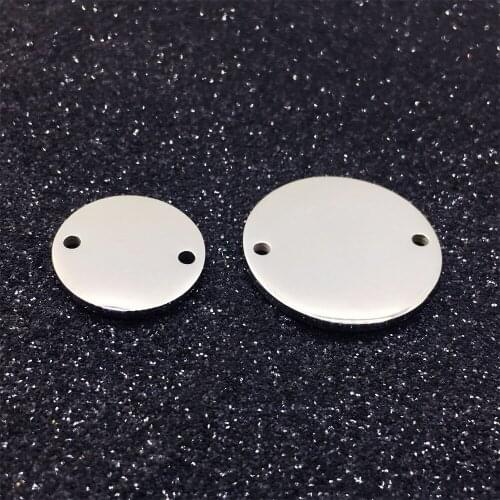 10pcs/Lot Stainless Steel Stamping Blank Disk Connector Two Inner Hole DIY Charm Discs 15mm/20mm