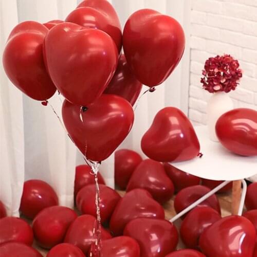 100pcs Romantic Red Pink Love Latex Balloons Heart Shaped Balloons Wedding Decoration Valentines Day Birthday Party Inflatable B