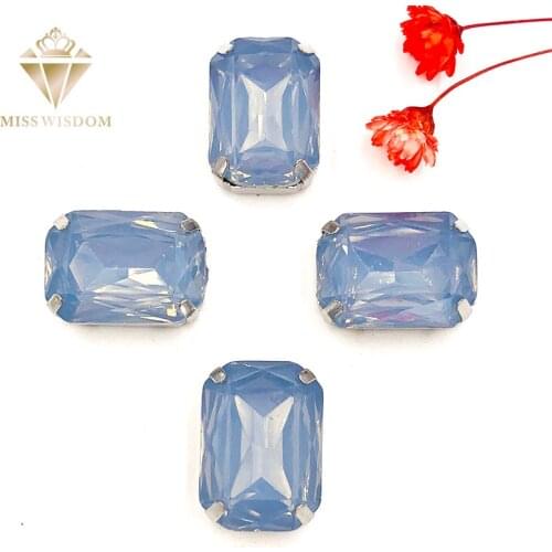 10X14mm/13X18mm Matt Light blue opal Rectangle shape sew on rhinestones flatback Resin loose rhinestones DIY garment Accessories