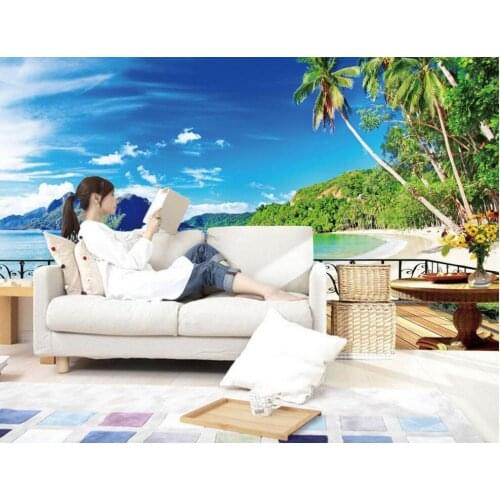 3d wallpaper nature Balcony beach scenery 3d wallpaper modern for living room murals Non woven wallpaper