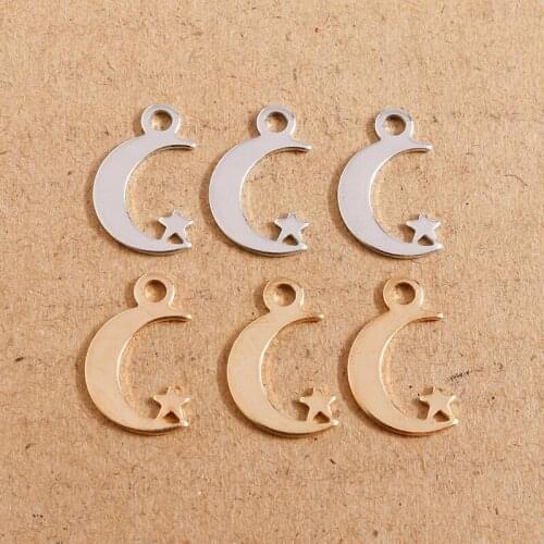 50Pcs Vintage Charms Stars Moon 11*17mm Antique Silver Color Pendant DIY Jewelry Findings Fit Necklace Bracelet