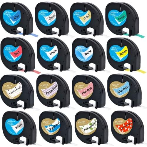 6Packs 91201 labels Compatible for Dymo Letratag Label Marker Plastic/Paper Refill Tapes 91200 for Dymo LT100H LT100T Printer