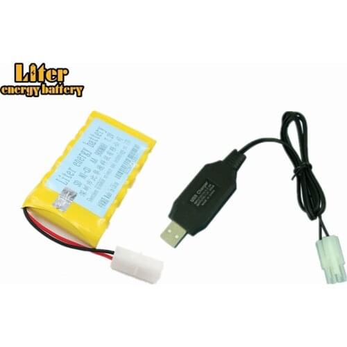 7.2v 900mah AA NI-CD Battery With 7.2v Charger Set For Electric toys car Telerobot boat Remote control Tank L6.2-2P Plug